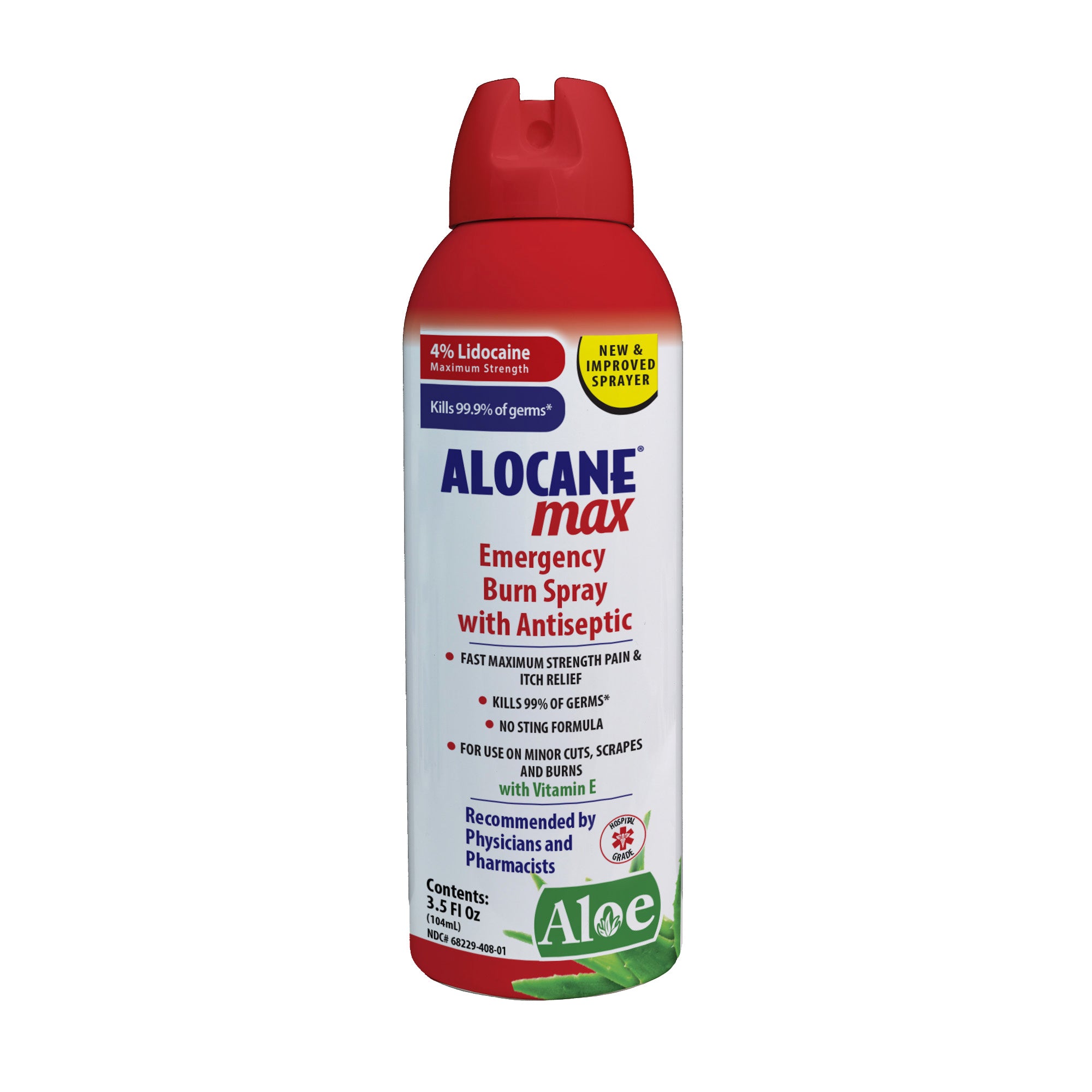 ALOCANE Max Maximum Strength Emergency Burn Spray with Antiseptic, 3.5 – Alocane