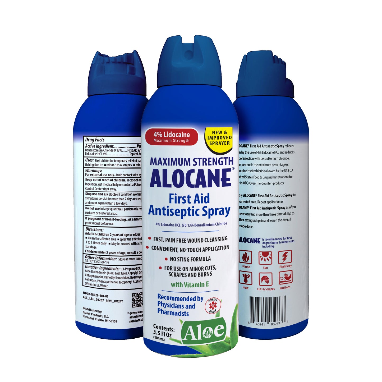 ALOCANE Max Maximum Strength First Aid Burn Spray with Antiseptic, 3.5 Fluid Ounce