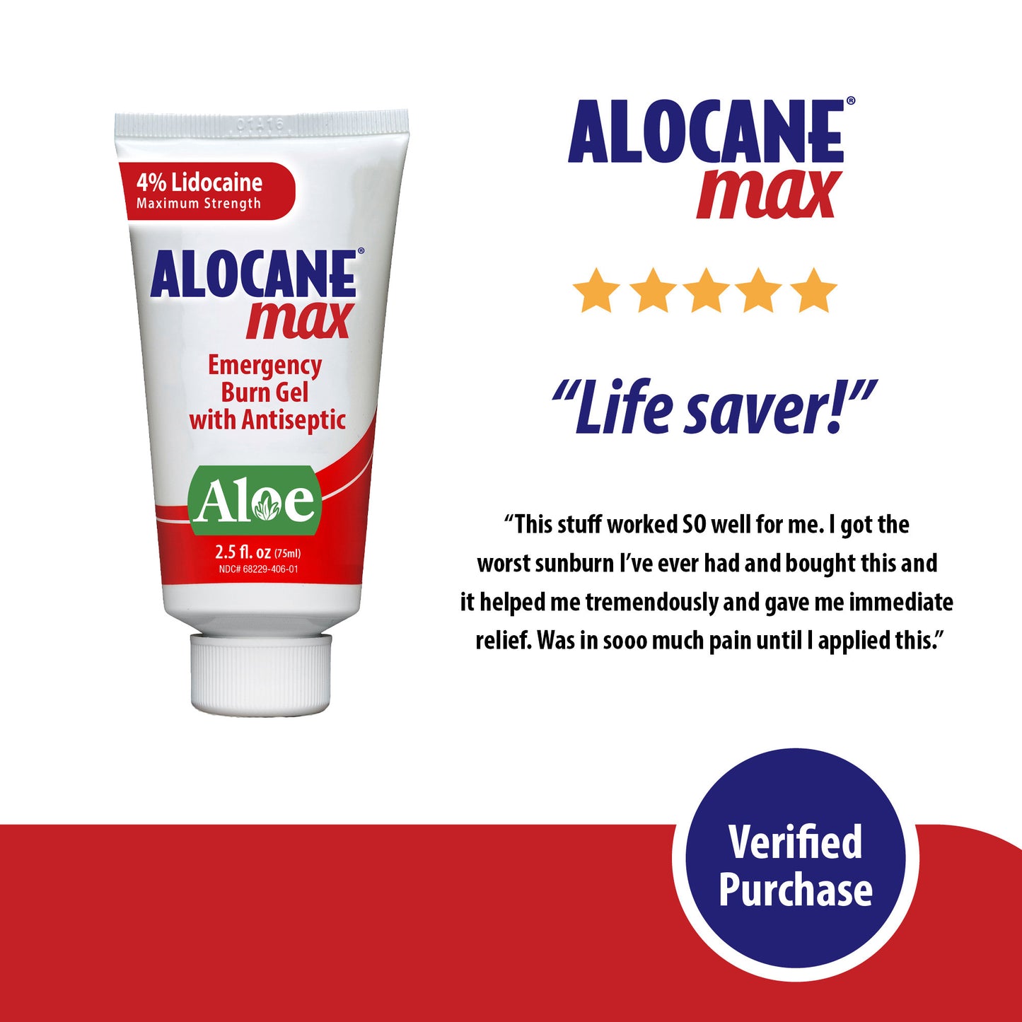 ALOCANE Max Maximum Strength Emergency Burn Gel with Antiseptic, 2.5 Fluid Ounce