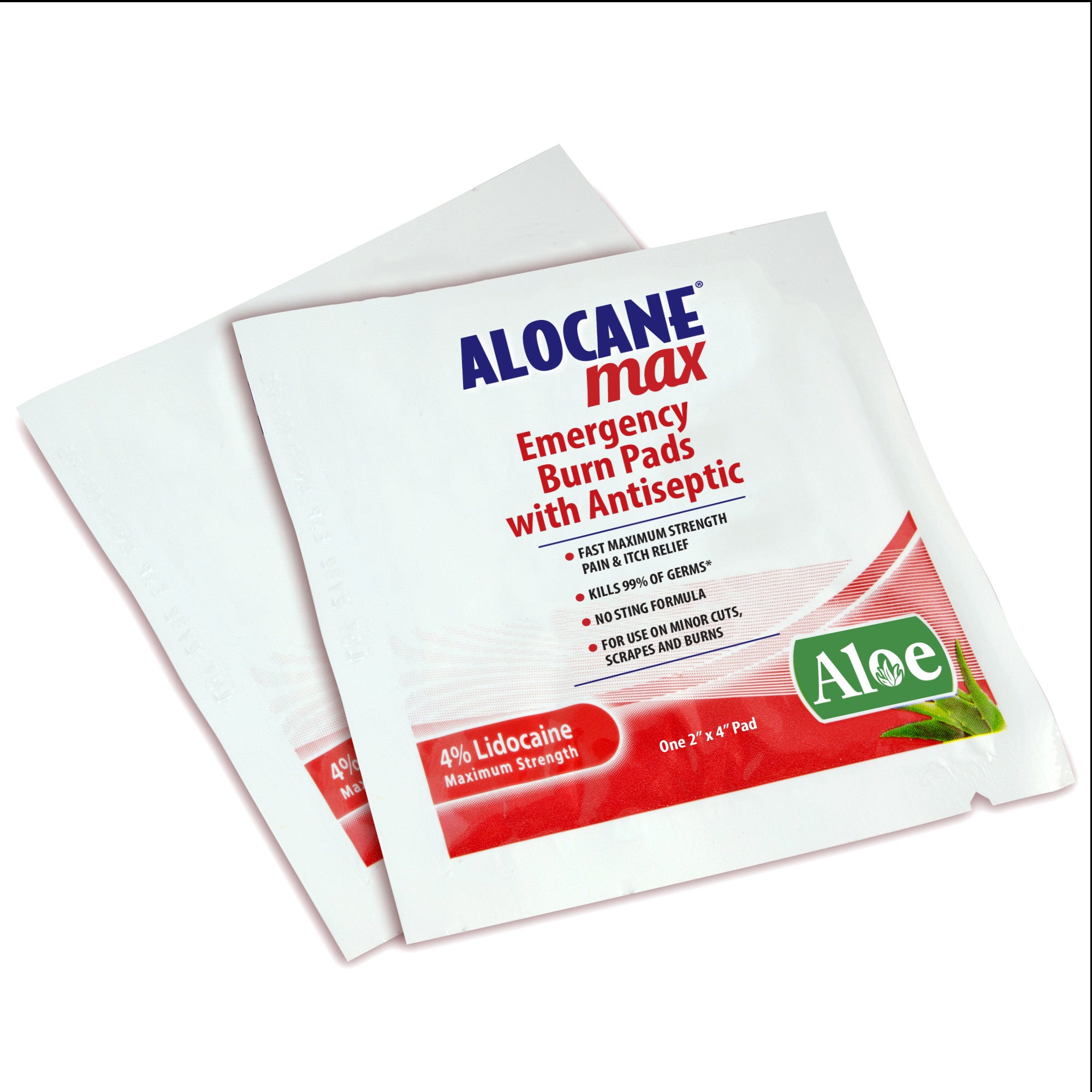 Alocane Plus ALOCANE Max Maximum Strength Emergency Burn Pads with Antiseptic, 10 C ...